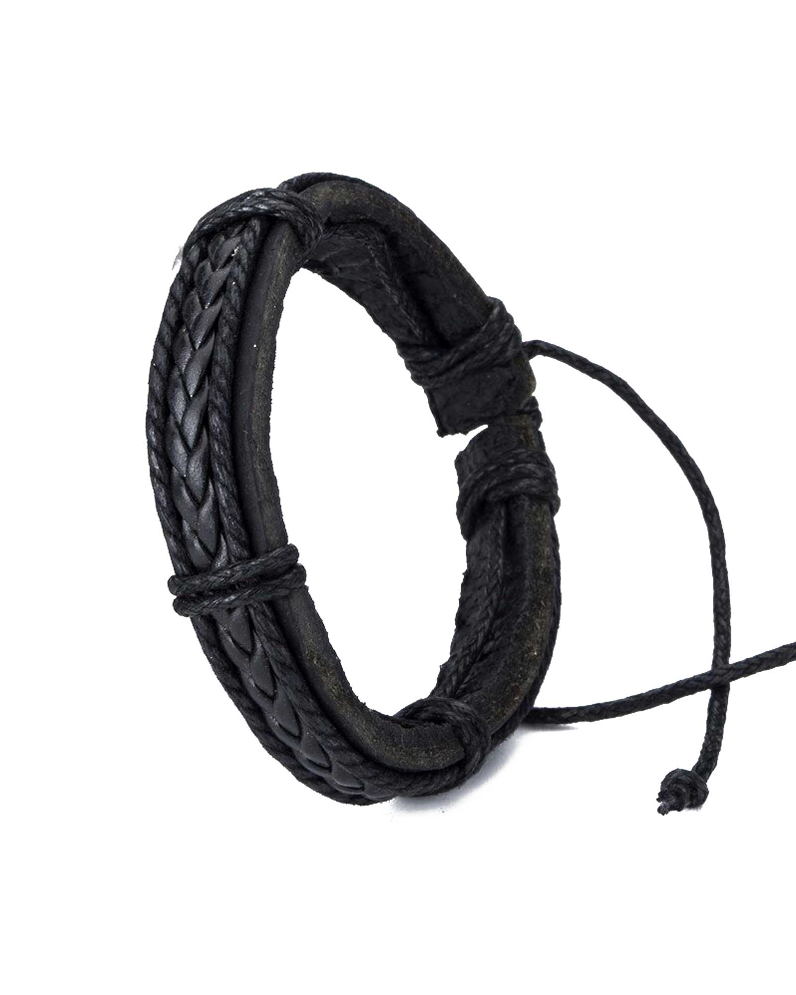 Boys Leather Bracelet Blacket Weave single