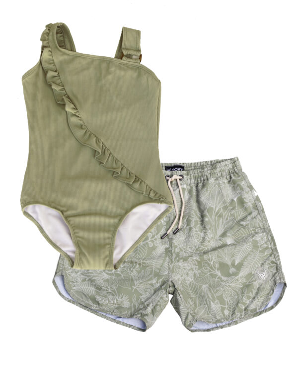 OOVY Father Botanicals Boardshorts and Fern Swimsuit Gift set